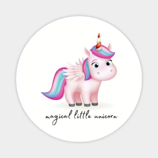 Magical Little Unicorn Drawing with Text Magnet